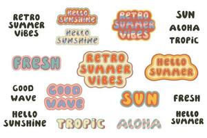 Set of Retro Summer Quote - Hello Summer. vector