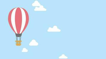 hot air balloon cartoon animation in the sky for background presentation copyspace negative space video