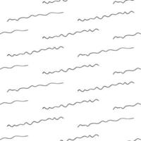 Seamless pattern with black hand drawn doodle wavy lines on white background. Abstract grunge texture. Vector illustration