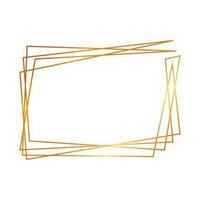 Gold geometric polygonal frame with shining effects isolated on white background. Empty glowing art deco backdrop. Vector illustration.