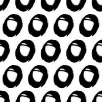 Seamless pattern with black sketch hand drawn brush scribble circles shape on white background. Abstract grunge texture. Vector illustration