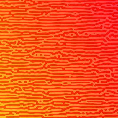 Orange Turing reaction gradient background. Abstract diffusion pattern with chaotic shapes. Vector illustration.