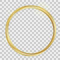 Triple gold shiny circle frame with glowing effects and shadows vector