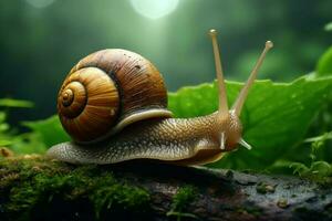 Nature snail care. Generate Ai photo