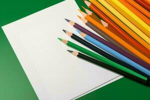 Paper different colorful pencils. Generate Ai photo