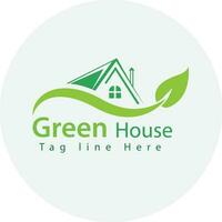 Vector green eco house logo concept