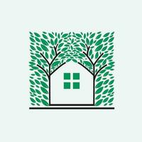 Vector green eco tree house logo concept