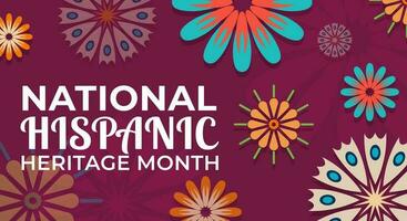 Hispanic heritage month. Abstract floral ornament background design, retro style with text vector