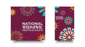 Hispanic heritage month. Abstract floral ornament social media design, retro style with text vector