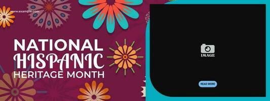 Hispanic heritage month. Abstract floral ornament banner design, retro style with text vector