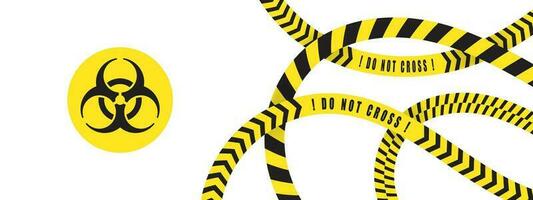 Biohazard signs. Warning sign. Biohazard sign with protective tape. Vector scalable graphics