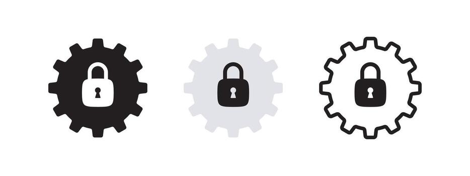 engranajes con Cerraduras. máquina engranaje iconos engranaje rueda recopilación. vector escalable gráficos