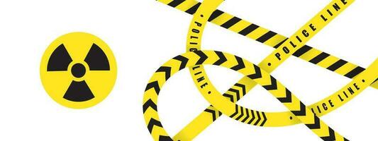 Radiation hazard sign. Warning sign. Radiation sign with protective tape. Vector scalable graphics