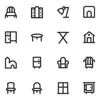 Accommodation and Interior Bold Line Icons vector