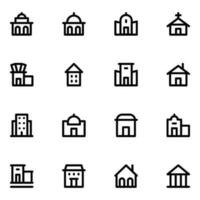 Set of Buildings Bold Line Icons vector