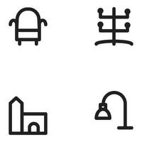 Pack of Stylish Interior Bold Line Icons vector