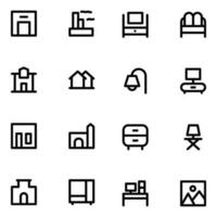 Set of Home Interior Bold Line Icons vector