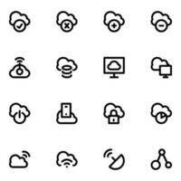 Set of Cloud Computing Bold Line Icons vector