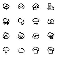 Cloud Hosting and Computing Bold Line Icons vector