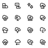 Set of Cloud Technology Bold Line Icons vector