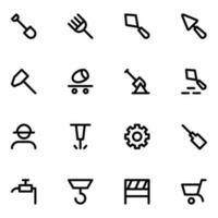 Set of Labour Tools Bold Line Icons vector