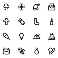 Pack of Xmas Bold Line Icons vector