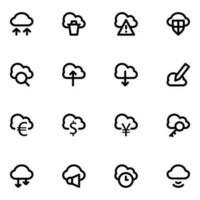 Cloud Data Hosting Bold Line Icons vector