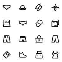 Collection of Clothing and Undergarments Line Icons vector