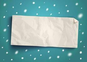 banner de papel vectorial con nieve. vector