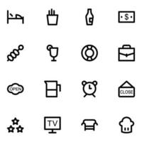 Set of Hotel Equipment Bold Line Icons vector