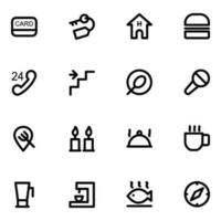 Pack of Hotel Tools Bold Line Icons vector