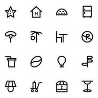 Hotel Appliances and Services Bold Line Icons vector