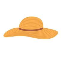 Women's summer hat vector illustration. Beach headgear on white background.