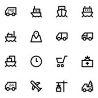 Pack of 16 Linear Delivery Icons vector