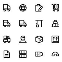 Pack of Cargo Shipping Outline Icons vector