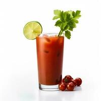 Cocktail bloody marry with tomato, isolated on white background photo
