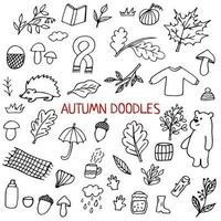 Autumn doodle set, fall collection vector