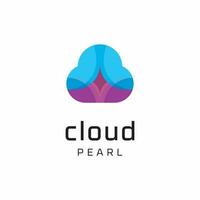 cloud computing and pearl vector logo design template new app illustration concept element isolated in colorful and modern concept