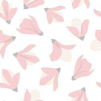 Seamless pattern with delicate magnolia flowers. Abstract buds with petals. Vector graphics.