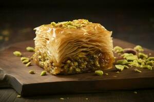 baklava árabe postre pistacho. generar ai foto