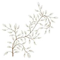 silhouette of a branch with leaves vector. hand drawn of branch and leaf vector. branch with leaves. decorative branch and leaf ornament. Botanical abstract line vector. vector