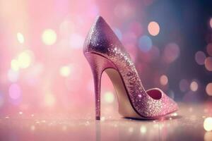 Sparkling pink stiletto. Generate Ai photo