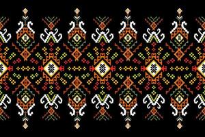 Cross Stitch. Geometric ethnic patterns. Design for Saree, Patola, Sari, Dupatta, Vyshyvanka, rushnyk, dupatta, Clothing, fabric, batik, Knitwear, Embroidery, Ikkat, Pixel pattern. Traditional Design. vector