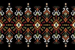 Cross Stitch. Geometric ethnic patterns. Design for Saree, Patola, Sari, Dupatta, Vyshyvanka, rushnyk, dupatta, Clothing, fabric, batik, Knitwear, Embroidery, Ikkat, Pixel pattern. Traditional Design. vector