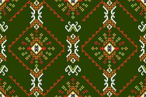 Cross Stitch. Geometric ethnic patterns. Design for Saree, Patola, Sari, Dupatta, Vyshyvanka, rushnyk, dupatta, Clothing, fabric, batik, Knitwear, Embroidery, Ikkat, Pixel pattern. Traditional Design. vector