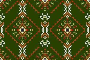 Cross Stitch. Geometric ethnic patterns. Design for Saree, Patola, Sari, Dupatta, Vyshyvanka, rushnyk, dupatta, Clothing, fabric, batik, Knitwear, Embroidery, Ikkat, Pixel pattern. Traditional Design. vector