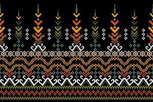 Cross Stitch. Geometric ethnic patterns. Design for Saree, Patola, Sari, Dupatta, Vyshyvanka, rushnyk, dupatta, Clothing, fabric, batik, Knitwear, Embroidery, Ikkat, Pixel pattern. Traditional Design. vector