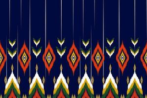 abstract geometric pattern design on blue background For background or wallpaper, Ikat geometric folk ornament. Ethnic vector texture. Seamless pattern in Aztec style.