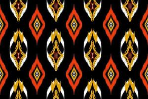 abstract geometric pattern design on black background For background or wallpaper, Ikat geometric folk ornament. Ethnic vector texture. Seamless pattern in Aztec style.