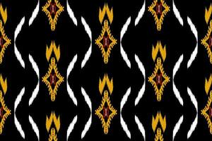 abstract geometric pattern design on black background For background or wallpaper, Ikat geometric folk ornament. Ethnic vector texture. Seamless pattern in Aztec style.